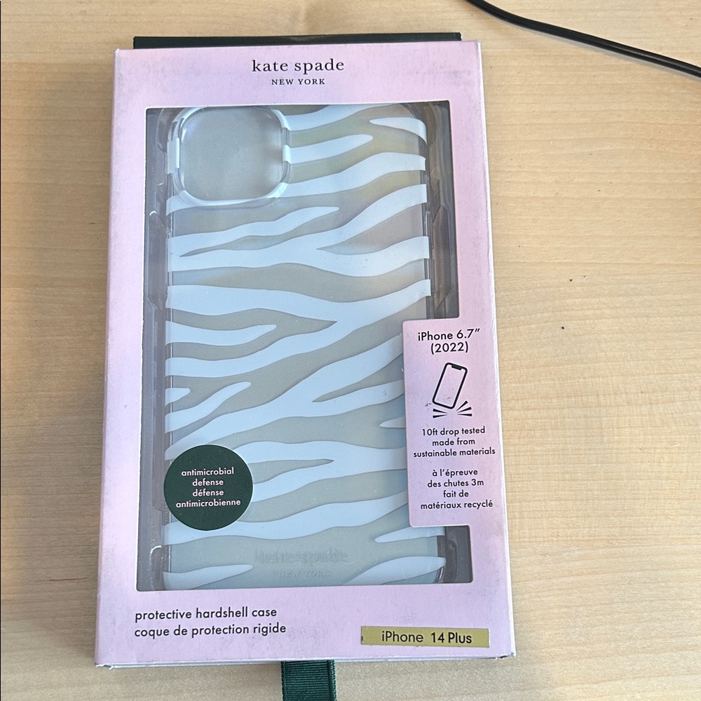 kate spade Zebra Stripe iPhone 14 Plus Case - White